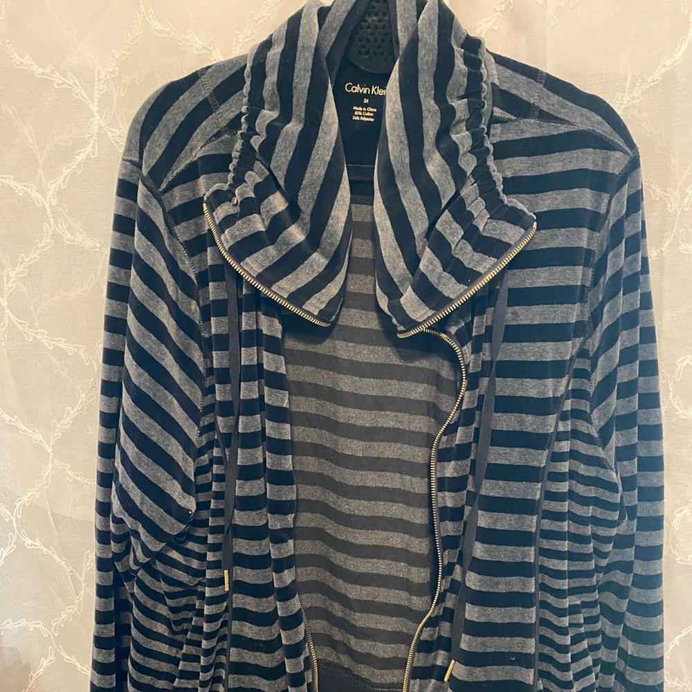 Calvin Klein plus size striped track jacket